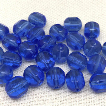 25 Vintage Blue Czech Cathedral Glass Beads