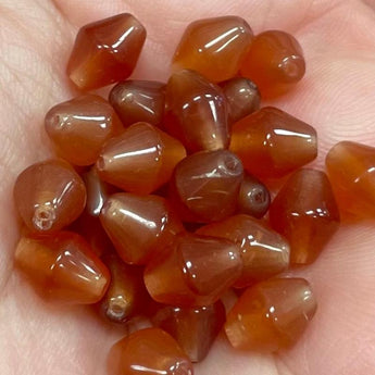 25 Vintage Carnelian Rhombus Diamond Glass Beads #8825