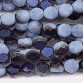 25 Azure Opal Gray Blue Czech Round Coin Glass Beads