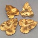 4 Vintage Textured Gold Plated Metal Leaf Findings #9330