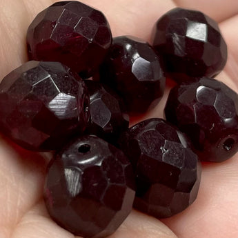 10 Garnet Red Czech Fire Polished Glass Beads