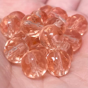 20 Vintage Faceted Pink Round Glass Beads