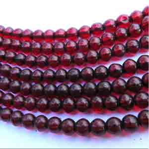 50 Vintage Garnet Red Druk Glass Beads 4mm