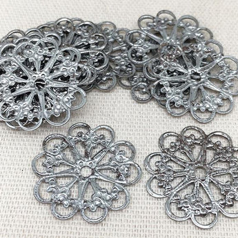 20 Silver Filigree Metal Findings