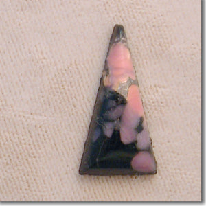 1 Vintage Japan Black Rose Matrix Triangle Glass Cabochon #200134