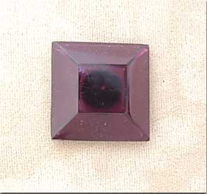 1 Vintage Amethyst Czech Square Glass Button