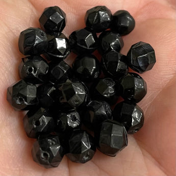 25 Vintage Handmade Rough Black Glass Beads