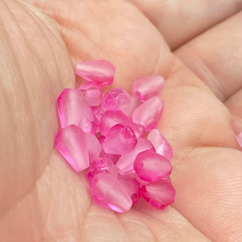 25 Matte Clear Pink Czech Faceted Teardrop Glass Beads