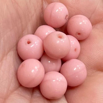 25 Rose Pink German Round Glass Beads