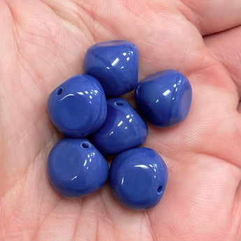 6 Vintage Dutch Blue Baroque Glass Beads #9049