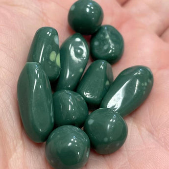 10 Vintage Mixed Green Oval Glass Beads