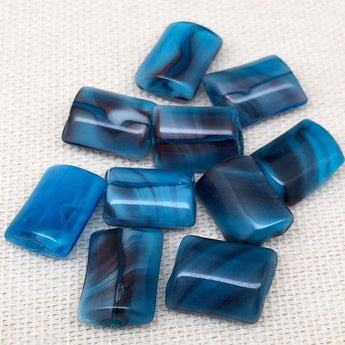 10 Vintage Capri Blue Japan Rectangle Glass Beads 12mm