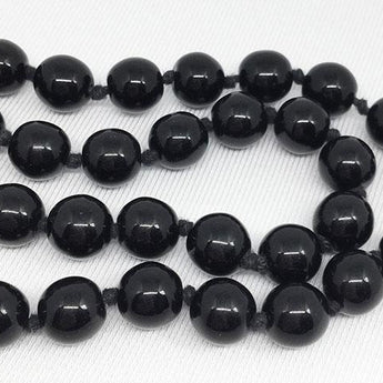 23" Strand Vintage Black Round Glass Beads