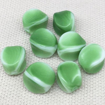 8 Vintage White Green German Givre Glass Beads