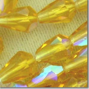 25 Vintage AB Topaz Faceted Teardrop Glass Beads