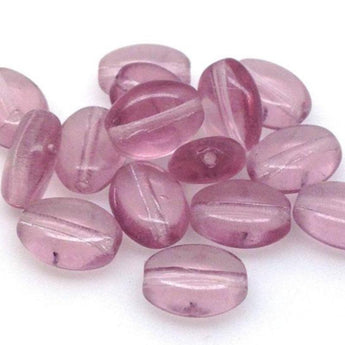 50 Light Amethyst Purple Czech Oval Glass Beads