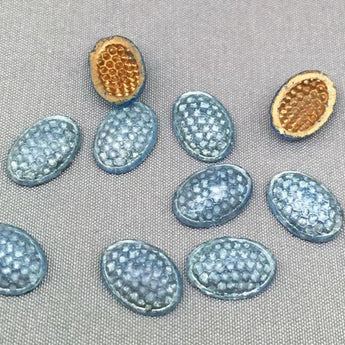 10 Vintage Slate Denim Blue Czech Reflector Cabochons