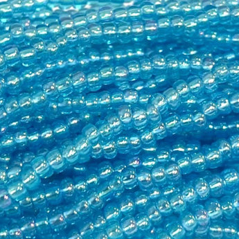 1 Hank Transparent AB Aqua Czech Glass Seed Beads