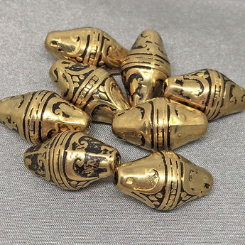 8 Vintage Antiqued Gold Acrylic Rhombus Diamond Beads 20mm