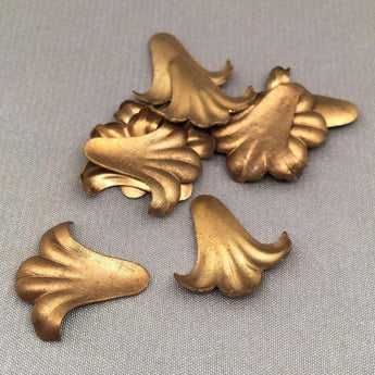 10 Vintage Brass Tulip Flower Metal Stampings