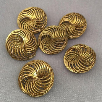 6 Vintage Raw Brass Spirograph Metal Findings