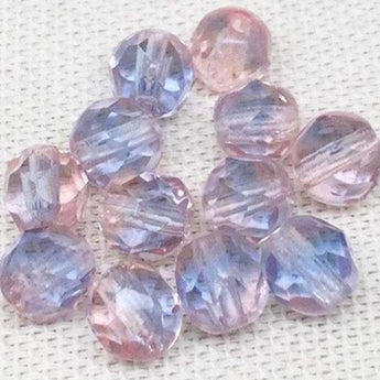 12 Vintage Blue Pink Givre German Glass Beads