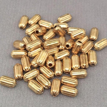 25 Vintage Brass Corrugated Metal Oval Beads