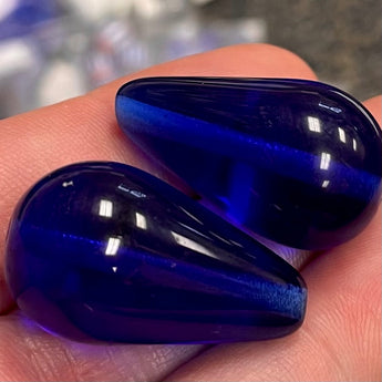 2 Vintage Cobalt Large Blue Teardrop Glass Beads