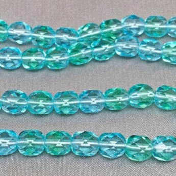 50 Two Tone Aqua Green Czech Faceted Glass Beads