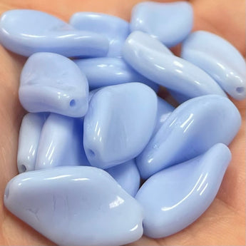 15 Vintage German Periwinkle Blue Oval Twist Glass Beads #4865