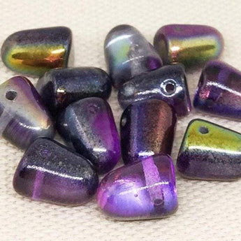 6 Magic Purple Czech Gumdrop Glass Beads