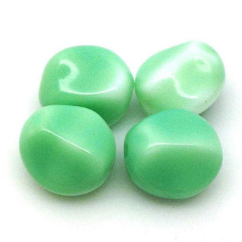 10 Vintage White Green Japan Glass Beads