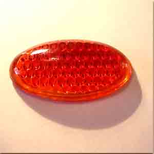 1 Vintage Czech Red Reflector Oval Glass Stone #8905