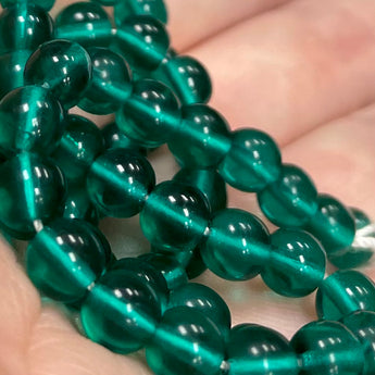 50 Emerald Green Czech Round Glass Beads