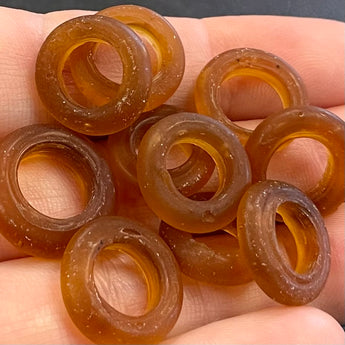 10 Vintage Topaz African Recycled Ring Glass Beads