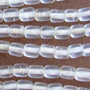 50 Vintage Clear Transparent Barrel Glass Beads #4879