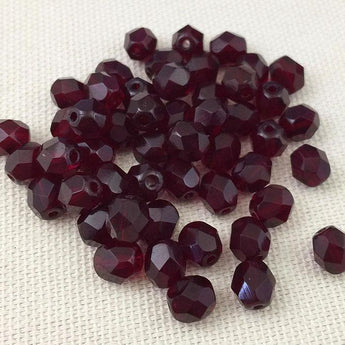 50 Garnet Dark Red Garnet Czech Fire Polished Glass Beads