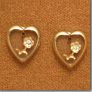 4 Vintage Swarovski Crystal Heart Floral Jewelry Glass Pendants #7028