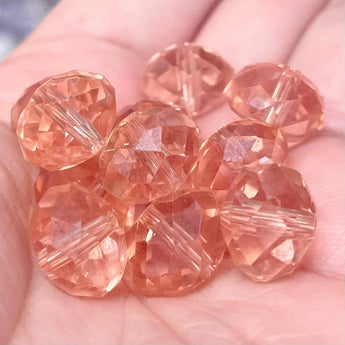 10 Peach Pink Faceted Rondelle Glass Beads