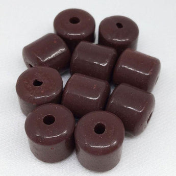 10 Vintage Brown Czech Cylindrical Glass Beads