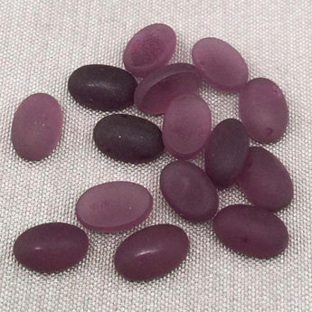 24 Matte Amethyst Purple German Oval Glass Cabochons