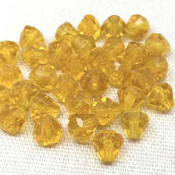 20 Vintage Golden Yellow Faceted Cone Glass Beads