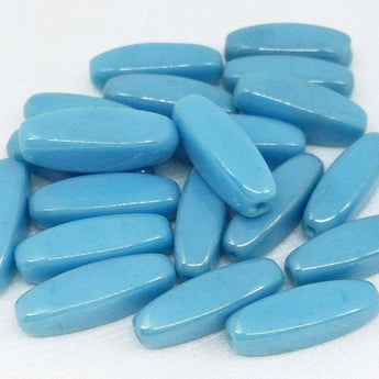 10 Vintage Turquoise Blue Austrian Oval Glass Beads