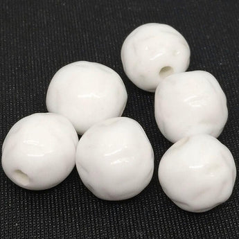 6 Vintage White Japan Baroque Glass Beads Cherry Brand