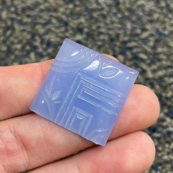 1 Vintage Blue Art Deco Square Glass Cabochon #8762