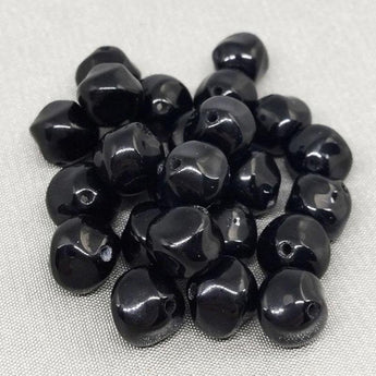 25 Vintage Baroque Black Round Glass Beads