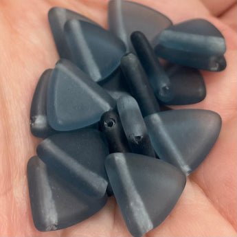 20 Vintage Matte Slate Blue Czech Glass Beads