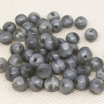 50 Vintage Clear Grey Givre Czech Glass Beads 5mm