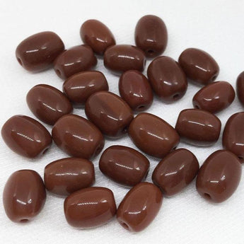 25 Vintage Rustic Brown Czech Oval Glass Beads