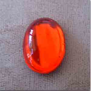 2 Vintage Orange Oval Glass Cabochons #8645